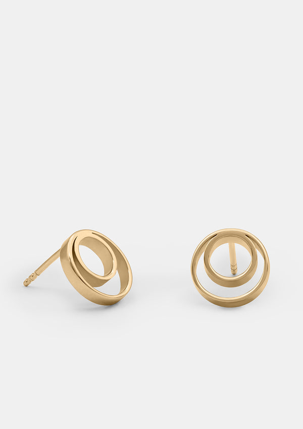 Gold double circle earrings