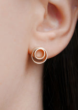 Gold double circle earrings